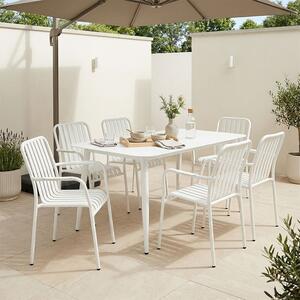 Set 7 masa si scaune gradina, Heven Vista, Alb, 80x150x72 cm