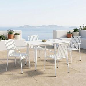 Set 5 masa si scaune gradina, Heven Vista, Alb, 70x120x72 cm