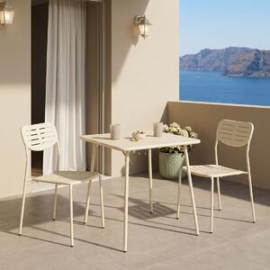 Set 3 masa si scaune gradina, Deraby, Crem, 70x70x73 cm