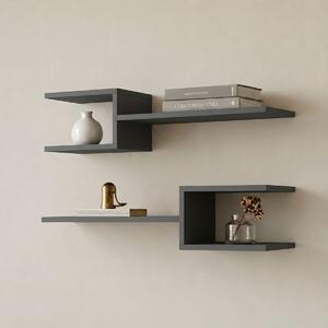 Set 2 bucati Raft de perete, Sumpa, Antracit, 20x65x18 cm