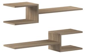 Set 2 bucati Raft de perete, Sumpa, Stejar, 20x65x18 cm