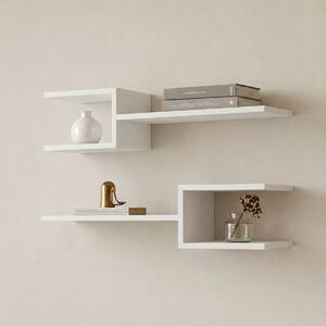 Set 2 bucati Raft de perete, Sumpa, Alb, 20x65x18 cm