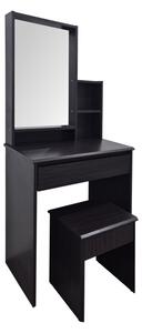 Set 2 bucati Masa de machiaj cu taburet, Larnia, Wenge, 40x65x142 cm