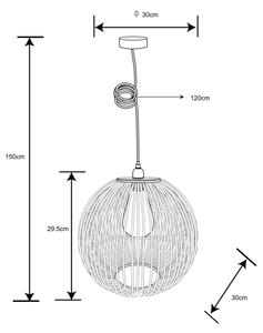 Lustră pe cablu HILDEGARD 1xE27/60W/230V bambus Globo 15368H