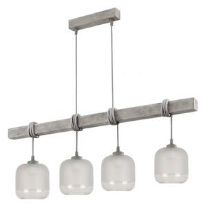 Brilagi - Candelabru suspendat pe cablu WOOD GLASS 4xE27/60W/230V pin/gri/alb
