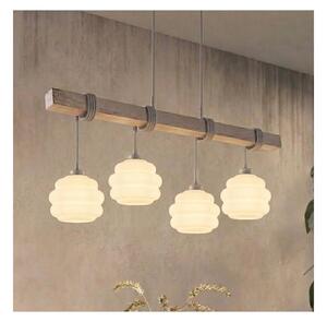 Brilagi - Lustră suspendată pe cablu WOOD GLASS 4xE27/60W/230V pin/gri/alb