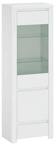 Vitrina living cu 2 usi si 1 sertar Lingo, alb lucios, 68x41,5x202 cm