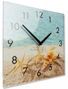 Ceas decorativ din sticlă de 30 cm cu motiv de plajă