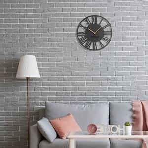 Ceas de perete simplu, antracit, cu design din lemn 30 cm