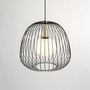 Lampă suspendată Bell M, Ø 33 cm, 1 bec, negru/auriu/alb