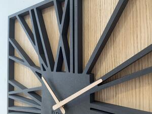 Ceas pătrat fenomenal într-o combinație de lemn și culoare neagră luxoasă de 50 cm