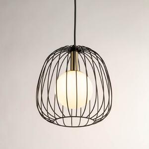 Lampă suspendată Bell S, Ø 24 cm, 1 bec, negru/auriu/alb
