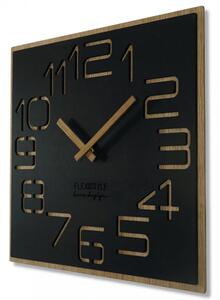 Ceas de perete de design într-o combinație de lemn și culoare neagră 40 cm