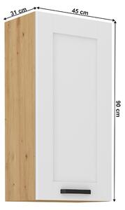 Dulap superior Lesana 2 (alb + stejar artisan) 45 G-90 1F . 1063969