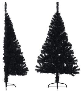 Jumătate brad de Crăciun artificial cu suport, negru 120 cm PVC