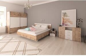Set dormitor (pat 160x200 cm) Gaila New (stejar wotan + alb). 1064619