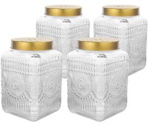 Altom Set de borcane din sticlă cu capac auriu Daisy 2,2 l, 4 buc., 2,2 l