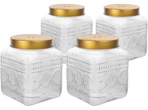 Altom Set de borcane din sticlă cu capac auriu Daisy 1,8 l, 4 buc., 1,8 l