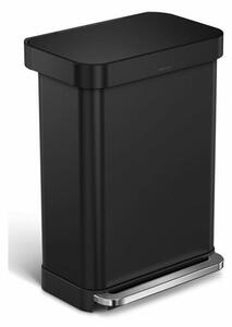 Simplehuman Coș dreptunghiular cu pedală cubuzunar pentru sac 55 l, negru