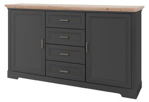Comoda JASMIN, gri grafit/stejar artisan, PAL, 164x41x90 cm