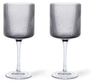 Ferm LIVING - Ripple Roșu Wine Glasses Set of 2 Smoked Gri