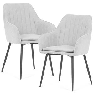 Set de scaune de masă 2 buc, argintiu, 53 x 80 x62 cm