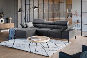 Canapea stânga Taloria Mini - tapițerie catifea ușor de curățat grafit Zetta 305 / picioare negru