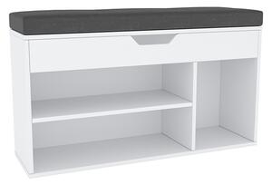Bancă cu suport pentru pantofi Fuddy, alb, 103,7 x32 x 51 cm