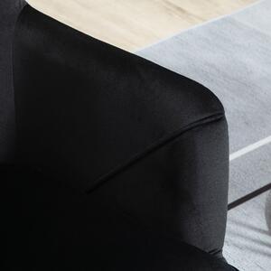 HOMCOM Fotoliu tapitat din catifea , fotoliu pentru dormitor si sufragerie cu cotiere si spatar inalt, 74x68x77cm, negru