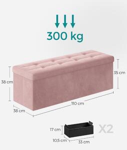 Taburet cu spatiu depozitare OTTOMAN 110x38 cm, roz