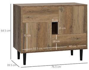HOMCOM Mobilier pentru sufragerie si living din lemn cu sertare si dulapuri, bufet in stil nordic modern, 76,5x39,5x64,5cm