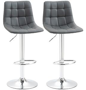 Set de 2 scaune de bar, cu spatar, pivotante 360° cu suport picioare 42x45x89-110cm HOMCOM Gri, Argintiu | Aosom RO