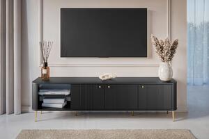 Comodă TV Vesper 3D 187 cm - negru / picioare aurii