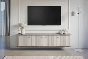 Dulap TV suspendată Vesper 4D 187 cm - cașmir / nuc / mânere negre