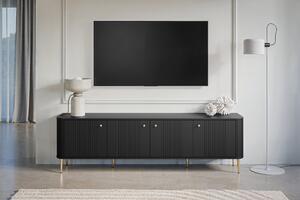 Dulap TV Vesper 4D 187 cm - negru / picioare aurii