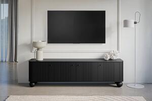 Comodă TV Vesper 4D 187 cm - negru / mânere negre / picioare sferice