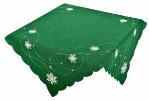 Față de masă de Crăciun Fulgi de zăpadă verde, 85 x 85 cm