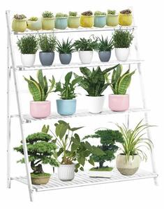 Suport de flori din bambus Nepel Tip 2 alb , 70 x40 x 122 cm