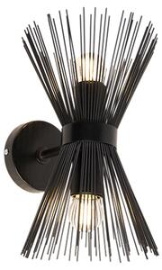 Aplică Art Deco neagră 2 lumini - Mătură
