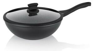 Kela Tigaie wok cu capac STELLA NOVA, aluminiuturnat, negru, 30 cm, 5 l