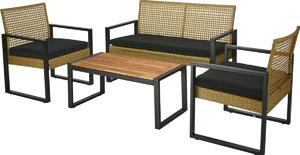 Set mobilier de grădină Gandia, 4 buc, metal, PErattan