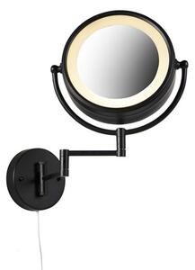 Oglindă de perete de design negru cu LED reglabil IP44 cu cablu de tragere - Vicino