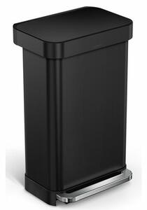 Simplehuman Coș dreptunghiular cu pedală cubuzunar pentru sac 45 l, negru