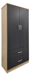 Dulap haine cu 2 usi si sertare Lego Antracit 80x42x180 cm