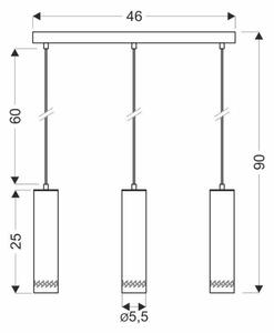Lustră pe cablu TUBO 3xGU10/25W/230V