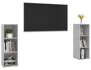 Dulapuri TV, 2 buc., gri beton, 107x35x37 cm, lemn prelucrat