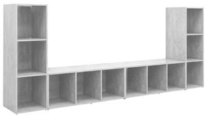 Dulapuri TV, 4 buc., gri beton, 107x35x37 cm, lemn prelucrat