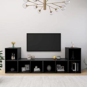 Dulapuri TV, 2 buc., negru, 72x35x36,5 cm, lemn prelucrat
