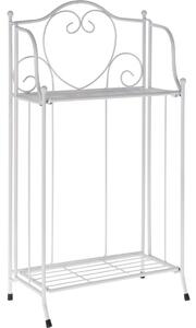 Suport de flori din metal Florența alb, 34 x 65 x 18 cm