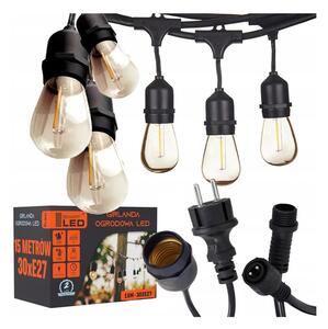Ghirlandă decorativă LED pentru exterior 15xE27/1W/230V 15,94 m IP44 neagră